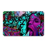 Graffiti Woman and Monsters turquoise cyan and purple Bright Urban Art with stars Magnet (Rectangular) Front