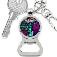 Graffiti Woman And Monsters Turquoise Cyan And Purple Bright Urban Art With Stars Bottle Opener Key Chains by genx