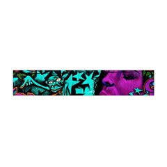 Graffiti Woman And Monsters Turquoise Cyan And Purple Bright Urban Art With Stars Flano Scarf (mini) by genx