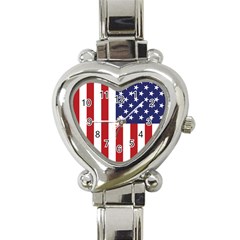 Us Flag Stars And Stripes Maga Heart Italian Charm Watch by snek