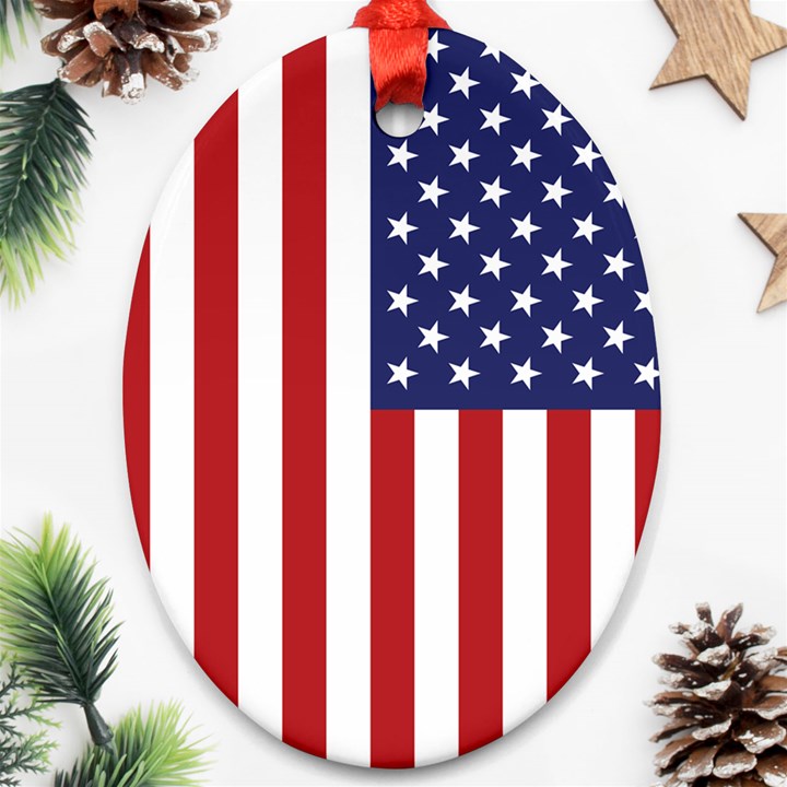 US Flag Stars and Stripes MAGA Oval Ornament (Two Sides)