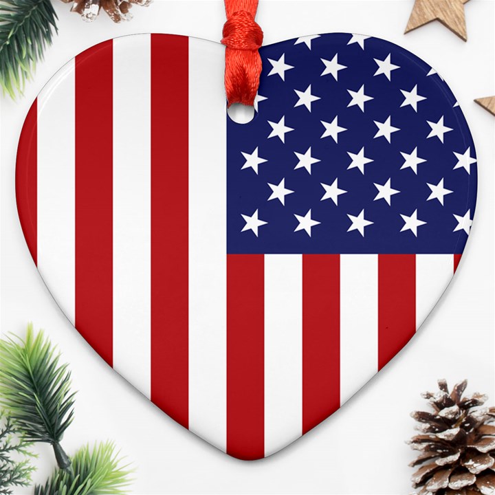 US Flag Stars and Stripes MAGA Heart Ornament (Two Sides)