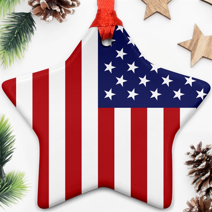 US Flag Stars and Stripes MAGA Star Ornament (Two Sides)