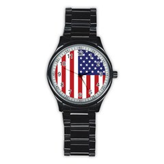 Us Flag Stars And Stripes Maga Stainless Steel Round Watch by snek