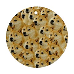 Doge meme Doggo Kekistan Funny Pattern Round Ornament (Two Sides)