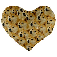 Doge meme Doggo Kekistan Funny Pattern Large 19  Premium Flano Heart Shape Cushions