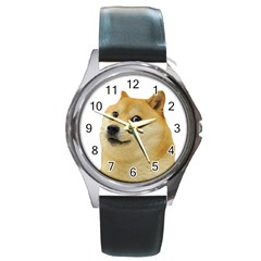 Doggo Doge Meme Round Metal Watch by snek