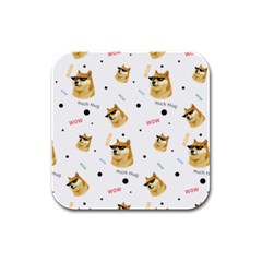 Doge Much Thug Wow Pattern Funny Kekistan Meme Dog White Rubber Square Coaster (4 Pack)  by snek