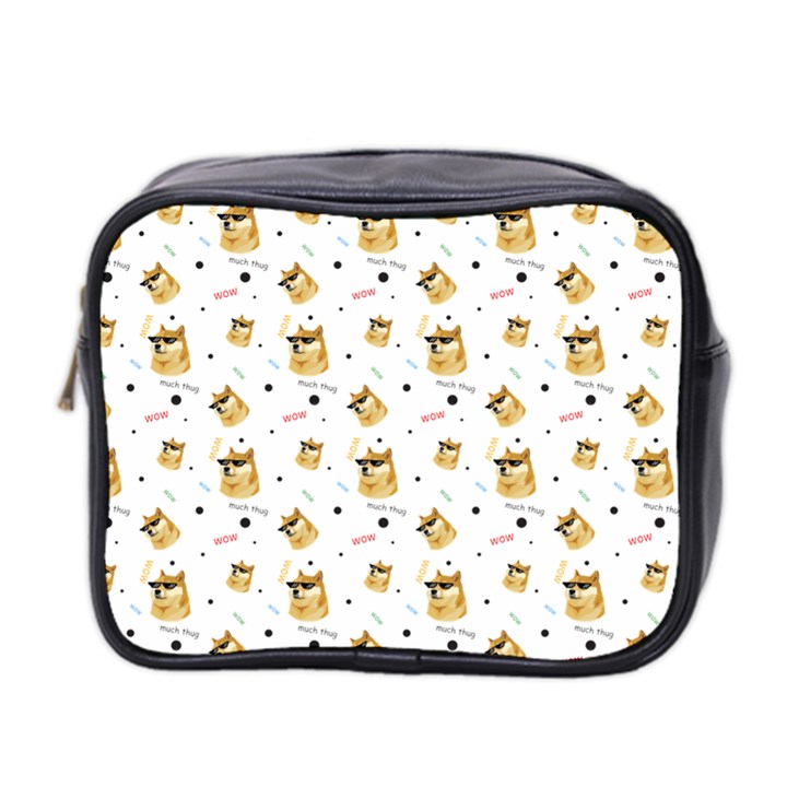 Doge Much Thug WOW Pattern Funny Kekistan Meme dog White Mini Toiletries Bag (Two Sides)