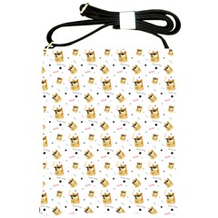 Doge Much Thug Wow Pattern Funny Kekistan Meme Dog White Shoulder Sling Bag by snek