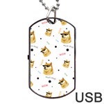 Doge Much Thug WOW Pattern Funny Kekistan Meme dog White Dog Tag USB Flash (One Side) Front