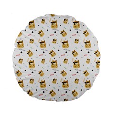 Doge Much Thug Wow Pattern Funny Kekistan Meme Dog White Standard 15  Premium Round Cushions by snek