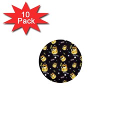 Doge Much Thug Wow Pattern Funny Kekistan Meme Dog Black Background 1  Mini Buttons (10 Pack)  by snek