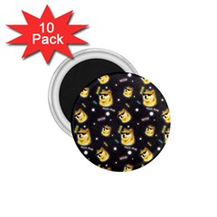 Doge Much Thug Wow Pattern Funny Kekistan Meme Dog Black Background 1 75  Magnets (10 Pack)  by snek