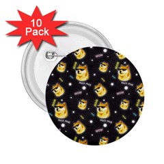 Doge Much Thug Wow Pattern Funny Kekistan Meme Dog Black Background 2 25  Buttons (10 Pack)  by snek