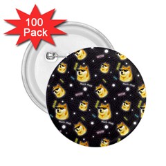 Doge Much Thug Wow Pattern Funny Kekistan Meme Dog Black Background 2 25  Buttons (100 Pack)  by snek