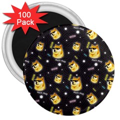 Doge Much Thug Wow Pattern Funny Kekistan Meme Dog Black Background 3  Magnets (100 Pack) by snek