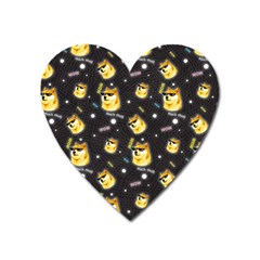 Doge Much Thug Wow Pattern Funny Kekistan Meme Dog Black Background Heart Magnet by snek