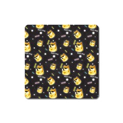 Doge Much Thug Wow Pattern Funny Kekistan Meme Dog Black Background Square Magnet by snek