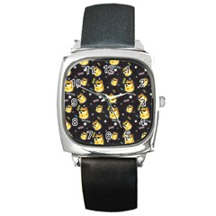 Doge Much Thug Wow Pattern Funny Kekistan Meme Dog Black Background Square Metal Watch by snek