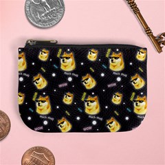 Doge Much Thug Wow Pattern Funny Kekistan Meme Dog Black Background Mini Coin Purse by snek