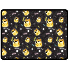 Doge Much Thug Wow Pattern Funny Kekistan Meme Dog Black Background Fleece Blanket (large)  by snek