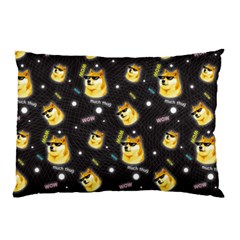 Doge Much Thug Wow Pattern Funny Kekistan Meme Dog Black Background Pillow Case (two Sides) by snek