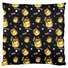 Doge Much Thug Wow Pattern Funny Kekistan Meme Dog Black Background Large Flano Cushion Case (two Sides) by snek