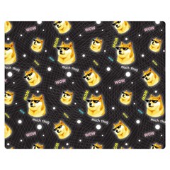 Doge Much Thug Wow Pattern Funny Kekistan Meme Dog Black Background Double Sided Flano Blanket (medium)  by snek