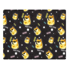 Doge Much Thug Wow Pattern Funny Kekistan Meme Dog Black Background Double Sided Flano Blanket (large)  by snek