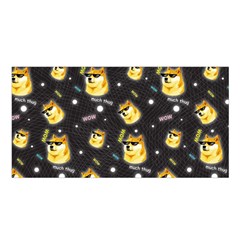 Doge Much Thug Wow Pattern Funny Kekistan Meme Dog Black Background Satin Shawl by snek