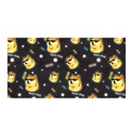 Doge Much Thug WOW Pattern Funny Kekistan Meme dog black background Satin Wrap Front