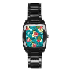 Apu Apustaja And Groyper Pepe The Frog Frens Hawaiian Shirt With Red Hibiscus On Green Background From Kekistan Stainless Steel Barrel Watch by snek