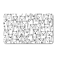 Funny Cat Pattern Organic Style Minimalist On White Background Magnet (rectangular) by genx