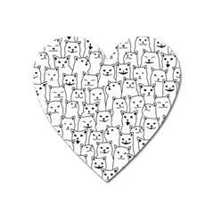 Funny Cat Pattern Organic Style Minimalist On White Background Heart Magnet by genx