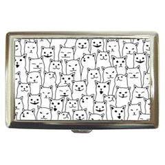 Funny Cat Pattern Organic Style Minimalist On White Background Cigarette Money Case by genx