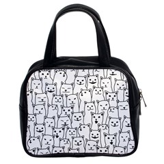 Funny Cat Pattern Organic Style Minimalist On White Background Classic Handbag (two Sides) by genx