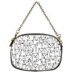 Funny Cat Pattern Organic Style Minimalist On White Background Chain Purse (two Sides) by genx