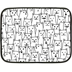 Funny Cat Pattern Organic Style Minimalist On White Background Fleece Blanket (mini) by genx