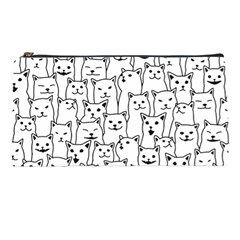 Funny Cat Pattern Organic Style Minimalist On White Background Pencil Cases by genx