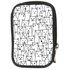 Funny Cat Pattern Organic Style Minimalist On White Background Compact Camera Leather Case by genx