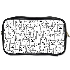 Funny Cat Pattern Organic Style Minimalist On White Background Toiletries Bag (one Side) by genx