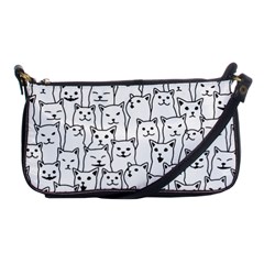 Funny Cat Pattern Organic Style Minimalist On White Background Shoulder Clutch Bag by genx