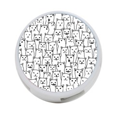 Funny Cat Pattern Organic Style Minimalist On White Background 4-port Usb Hub (one Side) by genx