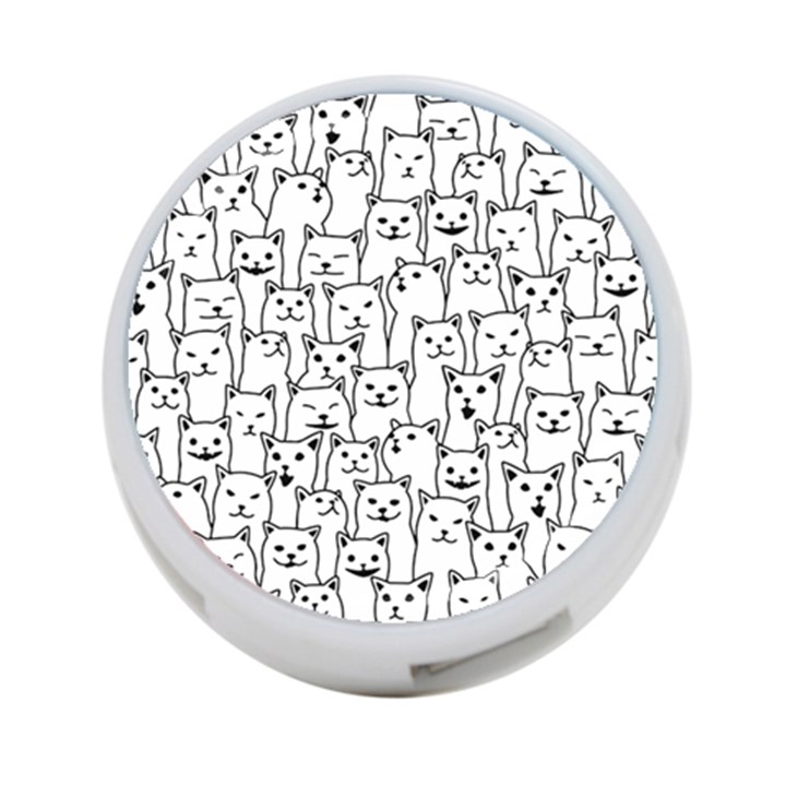 Funny Cat Pattern organic style minimalist on white background 4-Port USB Hub (One Side)