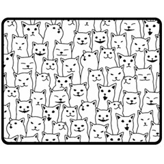 Funny Cat Pattern Organic Style Minimalist On White Background Fleece Blanket (medium)  by genx