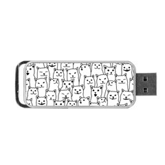 Funny Cat Pattern Organic Style Minimalist On White Background Portable Usb Flash (two Sides) by genx