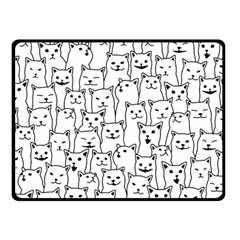 Funny Cat Pattern Organic Style Minimalist On White Background Double Sided Fleece Blanket (small)  by genx