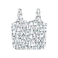 Funny Cat Pattern Organic Style Minimalist On White Background Full Print Recycle Bag (s) by genx