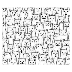 Funny Cat Pattern Organic Style Minimalist On White Background Double Sided Flano Blanket (small)  by genx